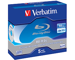 Blu-Ray Verbatim BD-R DL 6× 50GB White Blue Surface Scratch Guard Plus, 5 kom. JC (Double Layer)