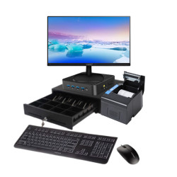 Fiskalna blagajna - DeskMini GK41 PC Win 11 Pro + 23.8&quot; FHD monitor + ladica za novac + POS pisač + tipk./miš